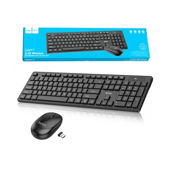 Conjunto de Teclado e Rato Negócio Hoco GM17 Versão em Inglês Preto